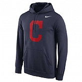 Men's Cleveland Indians Nike Logo Performance Pullover Hoodie - Navy Blue,baseball caps,new era cap wholesale,wholesale hats